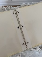Vintage White Lace Slip-In Wedding Photo Album Ring Binder with Floral Acceng