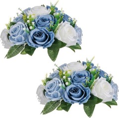 Dusty Blue & White Floral Centerpieces for Weddings and Party Table Decor