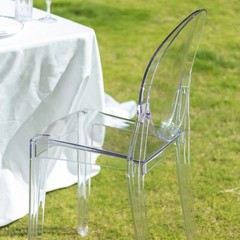4 Clear 36 in Stackable Acrylic Transparent Banquet CHAIRS Oval Back Party Event