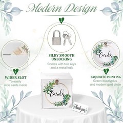 PVC Wedding Card Box with Lock White Money Gift Box for Reception Decorations