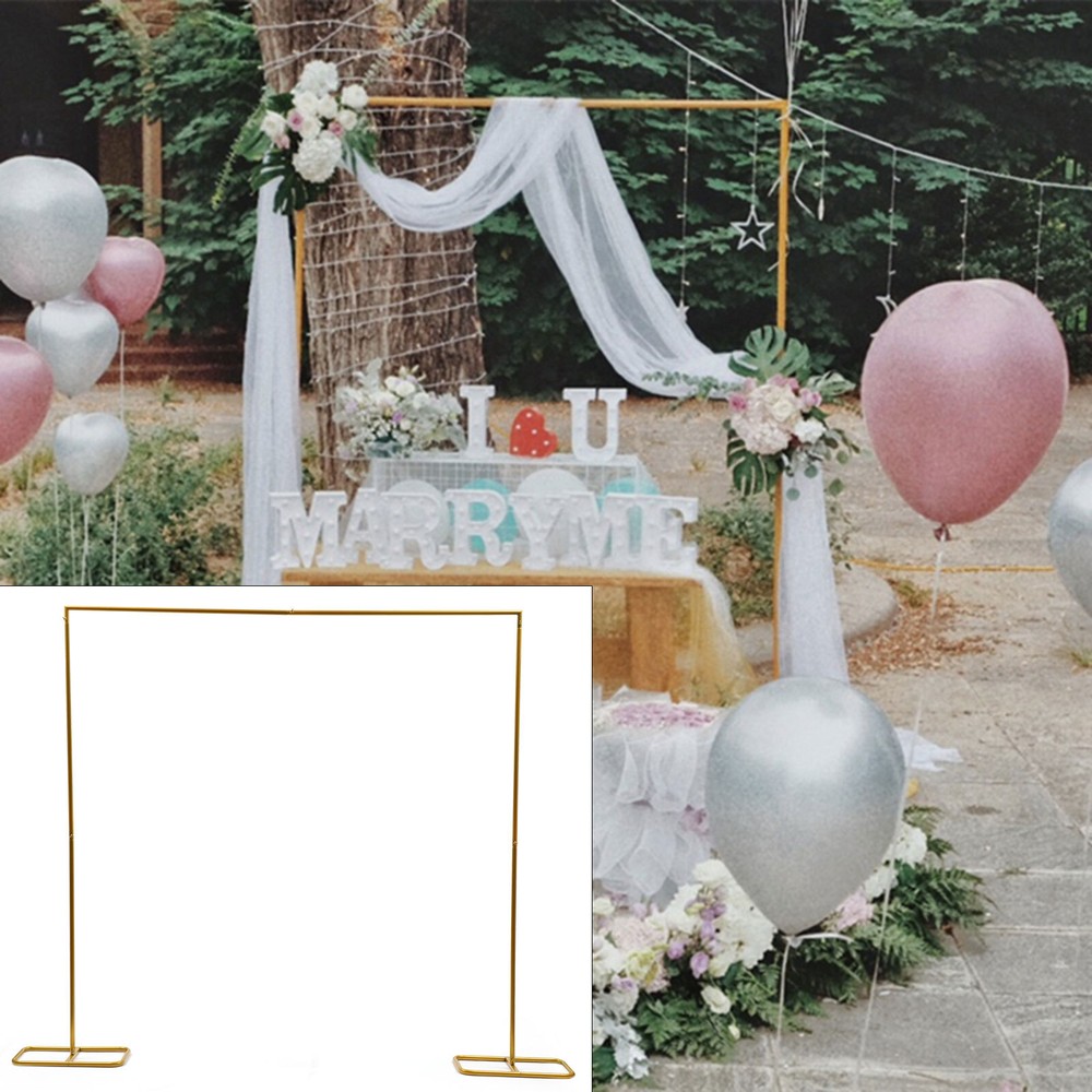 Metal Wedding Arch Frame Gold Iron Garden Party Stand Backdrop Flower Display~