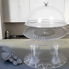 Acrylic Cake Stand with Dome Lid 14 Inch, Clear Serving Platter Holder