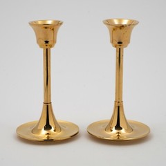 Candle Holder Brass Contemporary Wedding Reception Taper Candles 5″ High Set/2