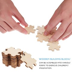 100 Pcs Unfinished Wood Puzzle Pieces Blank for Painting Crafts