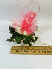 Vintage 80’s Wedding Acrylic Heart with Pink Floral Wilton Cake top
