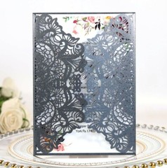 100x Wedding Invitation Cards Laser Cut Hollow Out Romantic Holiday Party Floral