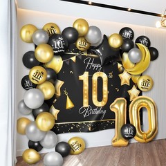 Happy 10th Birthday Balloons Gold Set Decor – Cheers to 10 Years Old Party Th…