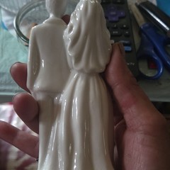 White Porcelain Bride & Groom Wedding Cake Topper Figurine, Romantic Couple