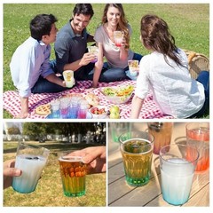 Unbreakable Plastic Drinking Glasses Set of 12, BPA-Free Reusable Multicolor