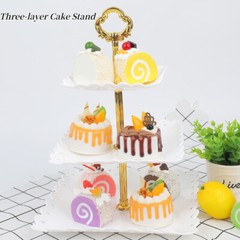 European Three-layer Cake Stand Trays Prom Party Dessert Candy Fruit Plate Home