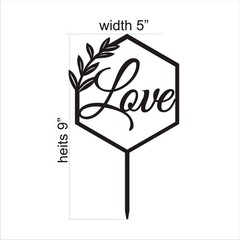Love Wooden Cake Topper for Wedding Birthday 9×5 Inch (Pack of 1), Unpainted