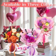 Preserved Flowers for Delivery, Purple Flowers Fresh Bouquet with Gift Box, F…