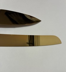 Clear Gold Cake Knife and Server Set, Steel Plated Blades with Acrylic Handles