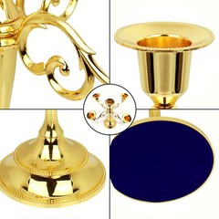 FANWNKI 5-Candle Metal Candelabra 10.2 Inch Tall Candlestick Gold-regular