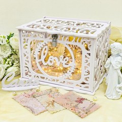White PVC Storage for Wedding, 12.0 x 9.3 x 8.5 inches, Holds 300+ Cards, Wat…
