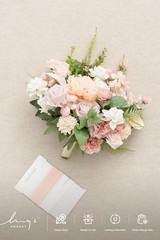 Elegant Blush Pink Wedding Bouquets Bride Silk Roses Gardenia 15 Inch Free Form