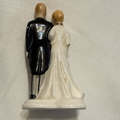 VINTAGE 1958 Napco Wedding Cake Topper 3b3301 Blonde Bride Groom