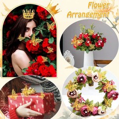 Gold Crowns for Flower Bouquets with Butterflies and Pins Wedding Party Decor