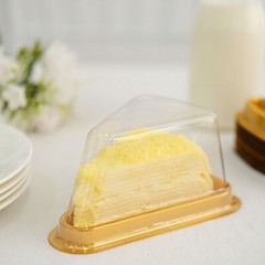 50 GOLD CLEAR Triangle Cake Slice Boxes Plastic Wedding FAVOR HOLDERS Events