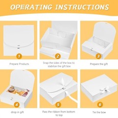 12Pack White Gift Boxes with Lids, 12×9.8×3.1 Inch Gift White with White Ribbon