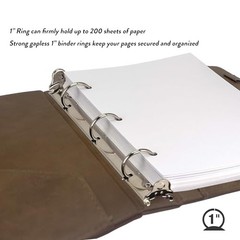 Small 3 Ring Leather Binder with Clipboard for 5.5 x 8.5, Mini 1in (5.5 x 8.5)