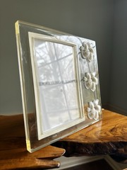 Beautiful Clear Acrylic Photo Frame With Three Lilies, Holds 4×6 Photo, 7”x7”