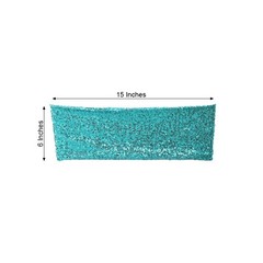 10 Turquoise Spandex Sequined CHAIR SASHES Ties Wraps Wedding Party Decorations