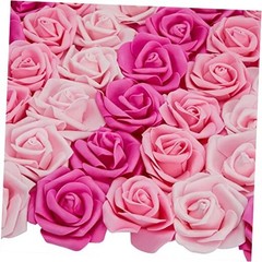 Artificial Flowers Foam Rose Heads – 3 x 1.2 in, Mixed Pink Shades, 100 Pack