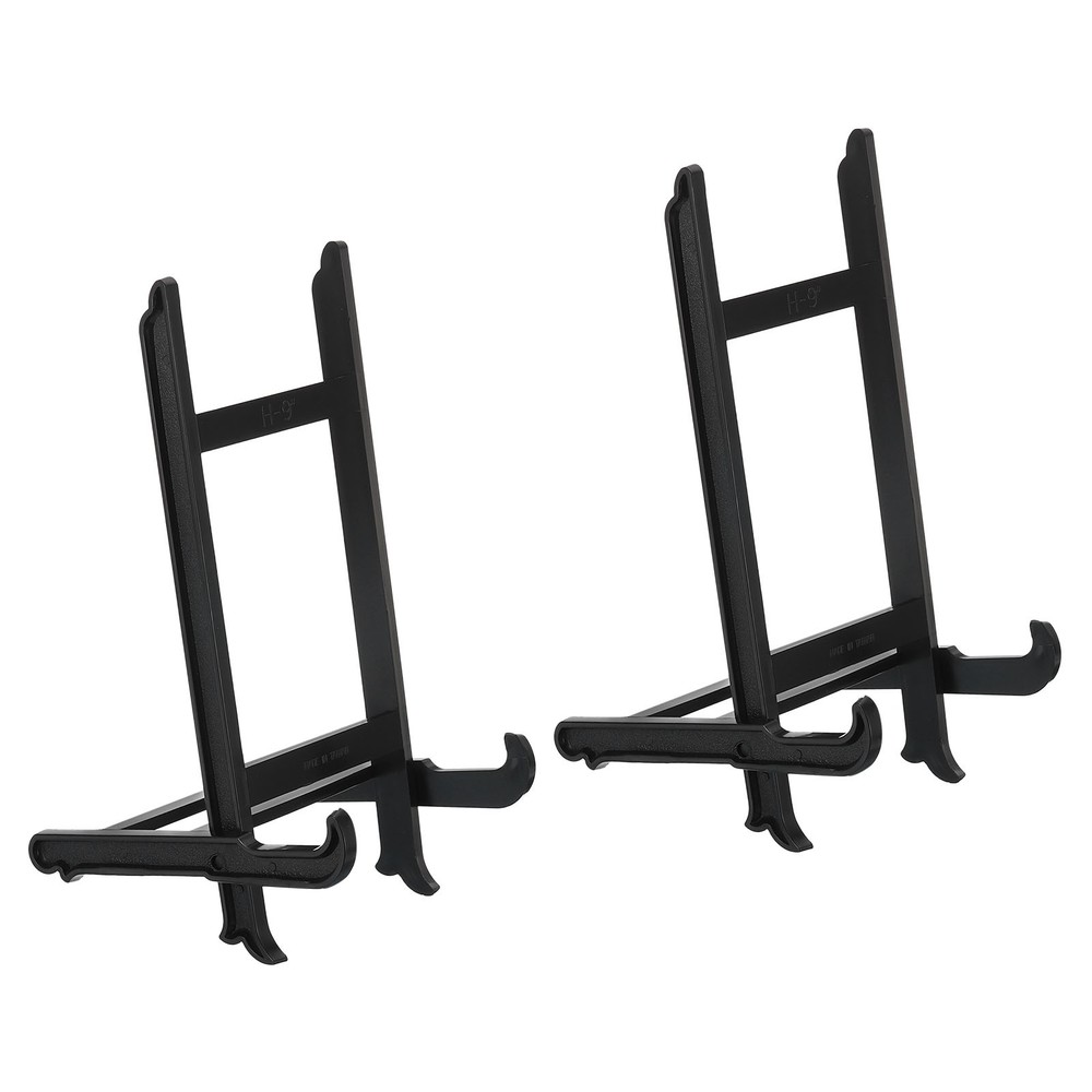 9″ Acrylic Plate Stand Holder, 2 Pack Table Use Picture Easel Frame Holder Black