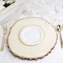 20 pcs Plastic WHITE with Gold Rim 7″ PLATES Disposable Party Wedding