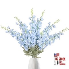 33.5 in Fake Flowers Delphinium Artificial Flowers Silk Flowers 6 Baby Blue