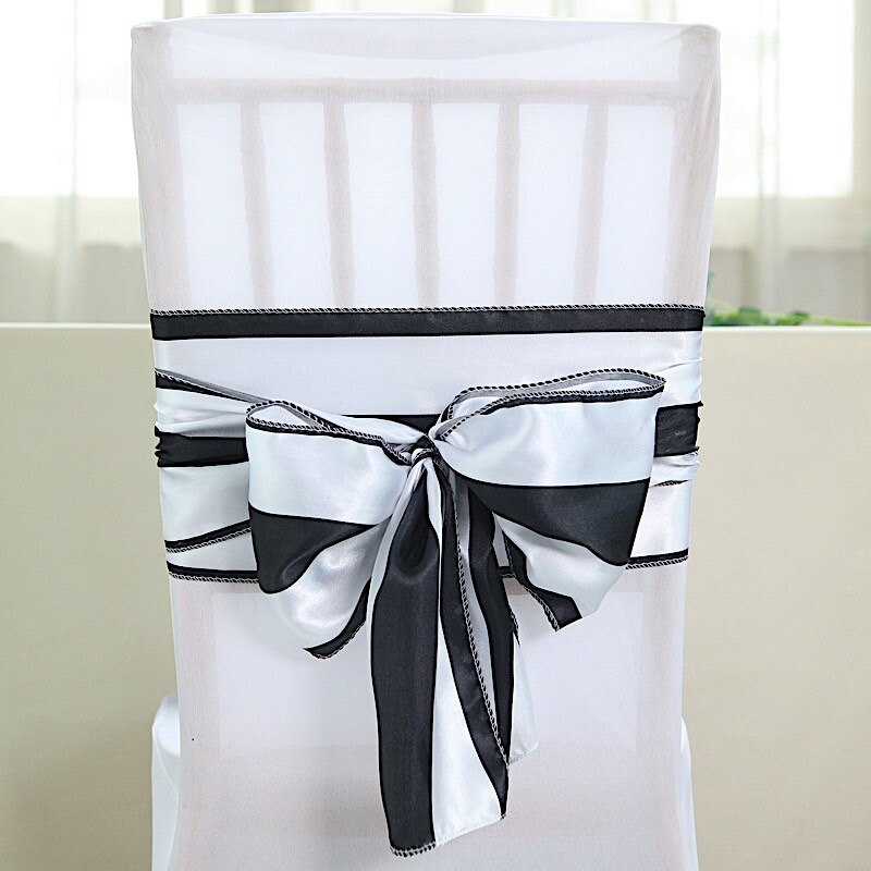 25 pcs Satin Stripe Chair Sashes Party Wedding Dinner Event Decorations Supplies