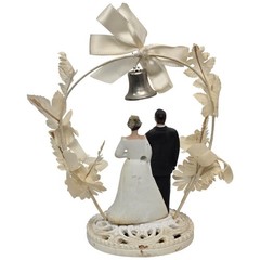 Vintage Wedding Cake Topper Bride and Groom Brown Hair Brunette 1950s