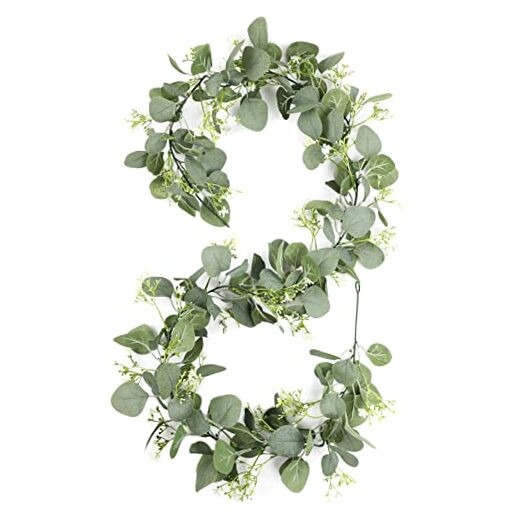 Gypsophila Artificial Eucalyptus Garland – 2 Pack – 5.8Ft Faux Baby Breath White
