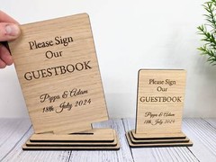 Personalised ‘Please Sign Our Guestbook’ Wooden Sign – Eco-Friendly