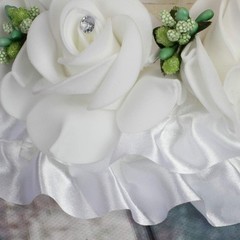Heart-Shaped Floral Ring Pillow, 5.91 x 3.54 inches, Cotton Cover, Soft, Wedd…