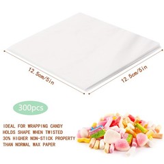 300 Pcs Candy Wrappers for Homemade Candy Non Stick Wax Paper Squares, 5×5 Inch