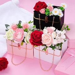 6pcs Flower Paper Gift Box Bouquet Storage Bucket Handbag white,pink,black