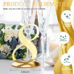 10 Pcs Table Numbers for Wedding 1-10 Reception Wedding Numbers Signs with Ho…