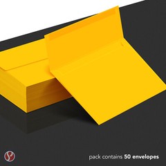 A2 Envelopes, 4 3/8″ x 5 3/4″, Gold, Square Flap, 24w (90gsm), 25 per Pack