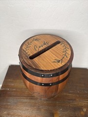 Wedding Oak Whiskey Barrel Card Box with Slot Gift Card Box Holder Wine Barrel
