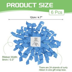 6 Pcs 4 Inch Grosgrain Curly Bows for Gift Wrapping Self-Adhesive Dark Blue