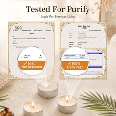Tea Lights Candles 200 Pack, 4 Hour Palm Wax White 4 Hours,