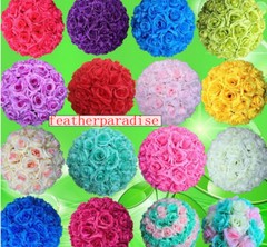 11-12″ Rose Flower Kissing Ball Silk Rose Pomander for Wedding and Party 1 Piece