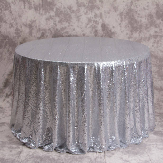 silver Glitter Sequin Tablecloth Wedding Engagement Reception Party Decoration