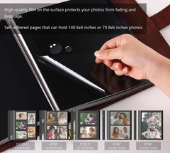 Leather photo Album Self Adhesive Pages, Handamde Leather Scrapbook Photo Alb…