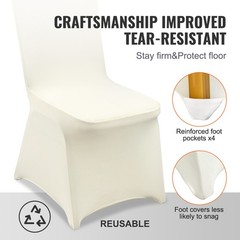 Uimoso 100PCS Ivory(Beige) Spandex Chair Covers for Events, Weddings, and Dining