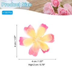 100Pcs Fake Silk Flower Heads, Artificial Cherry Blossom Wedding, Yellow/Pink