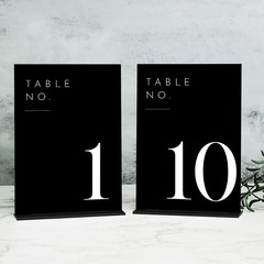 Black Wedding Table Numbers 1-10 with Stands, 5″x7″ Black Acrylic Table Numbe…