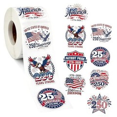500 Pcs 4th of July Stickers Roll 1.5 Inch Patriotic Self Adhesive Labels 1776